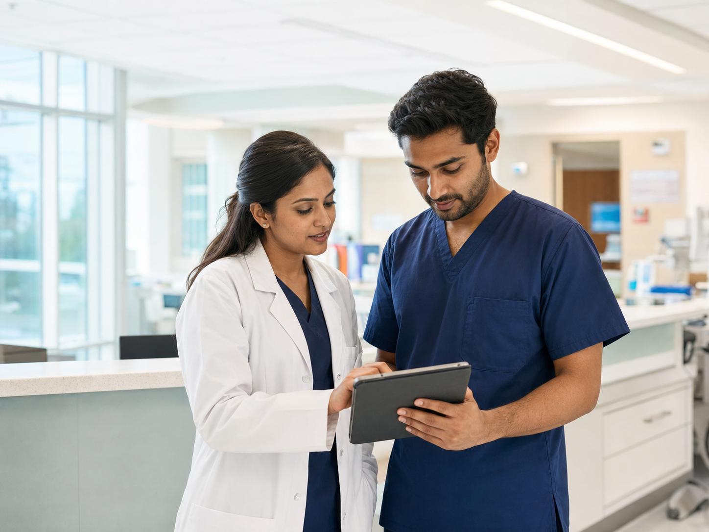 Hospital care team collaborating with the intelligent HIMS platform